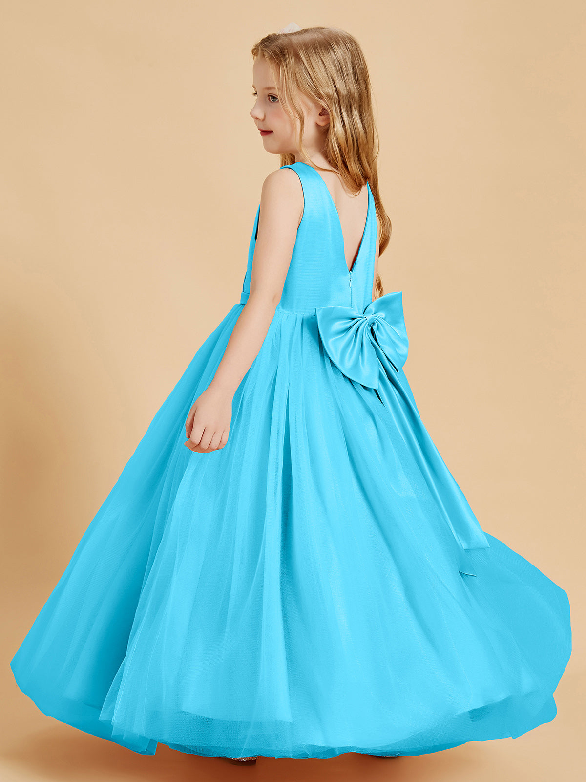 Tulle Junior Bridesmaid Dresses Satin Top Pool